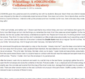 Screenshot of opening paragraphs of “Whistling: A #DigiWriMo Collaborative Mystery"