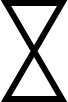 outline of two triangles, arranged to form a shape similar to an hourglass, representing the interdisciplinarity of breadth at the top, specificity in the narrow center, and a return to generalized breadth again at the bottom